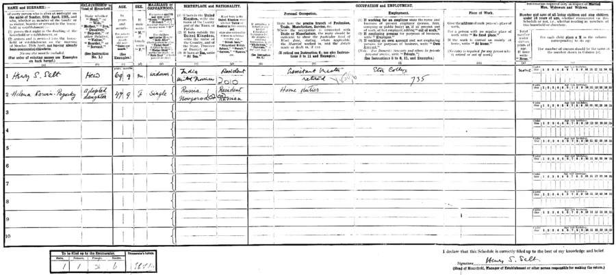 1921 Census record for Henry Salt