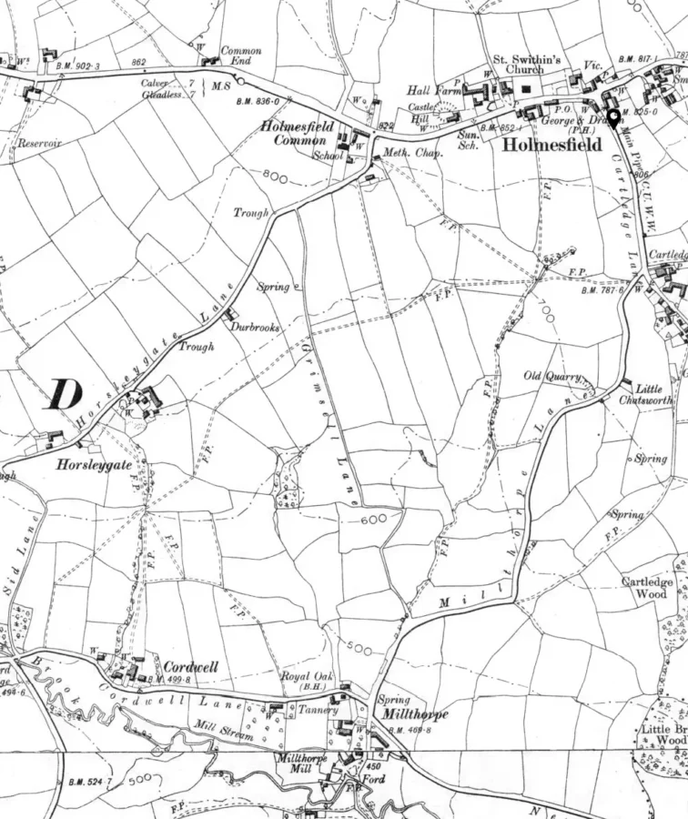 Horsleygate Lane, Holmesfield and Millthorpe, Dronfield, Derbyshire about 1911