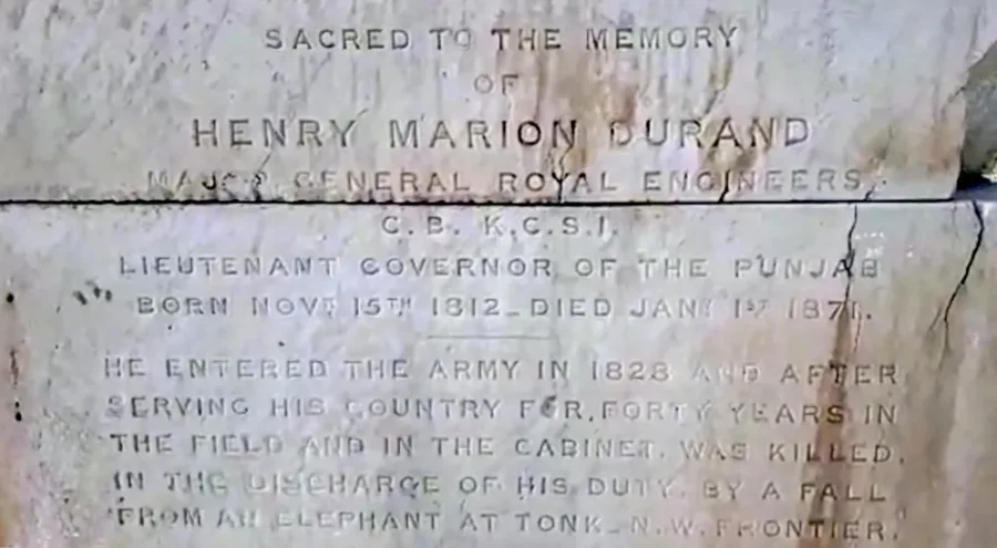 Major General Henry Marion Durand, Tomb Inscription